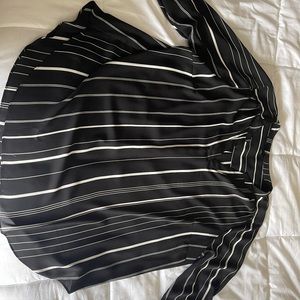 Plus Size Black and White Striped Dress Shirt
